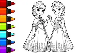 How To  Draw Beautiful Anna And Elsa Drawing For Kids | Panting And Coloring For Kids And Toddlers