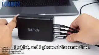 Tommox 165W 4C Portable Laptop Mobile Phone 4 Port USB C Multiport Charger
