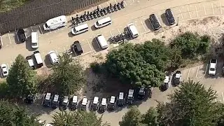 BERKELEY:  Helicopter video of CHP officers preparing for Berkeley protests