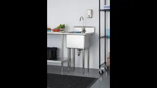 TRINITY THA-0307 Basics Stainless Steel Freestanding Single Bowl Utility Sink Garage Laundry Room