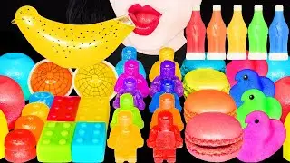 ASMR RAINBOW DESSERTS *FRUIT SNACK JELLY, STRAWBERRY GUMMY BIRD GLASS 무지개 디저트 먹방 MUKBANG COMPILATION