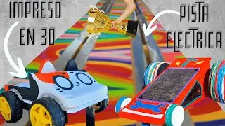 Carreras de carritos 3D en una pista eléctrica DIY🚦