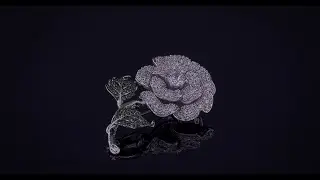 Elegant Floral Bouquet Flower Red Roses CZ Flower Brooch Lapel Pin