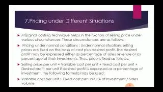 Pricing under different situations