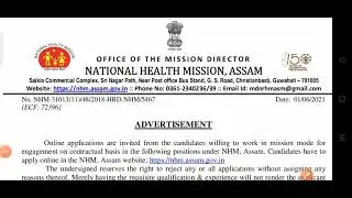 NHM ASSAM | ANM | NURSE RECRUITMENT 2021|| 896