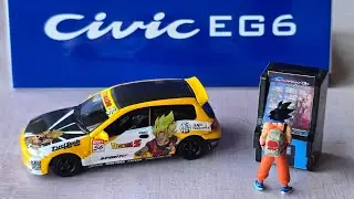 A good combination! Diecast Honda Civic, Dragonball Z. Street weapon. 1/64 scale.