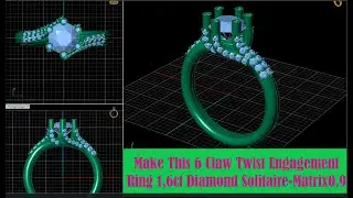 How to make 6 claw Prong Twist engagement Ring 1,60ct Diamond solitaire-Matrix 0.9 #100