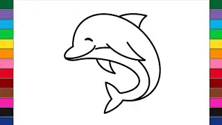 Draw & Paint Colorful Dolphin 🐬 Step by Step | Art Tips for Children | #100 #art 