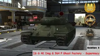 Wot Blitz. IS-6 4.0K Dmg - Ghost Factory Gameplay