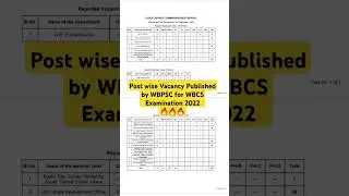 Post wise Vacancy Published by WBPSC for WBCS Examination 2022🔥🔥🔥