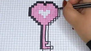 DIY Handmade Pixel Art | How to draw a Heart Key | Easy Valentines Day Mothers Day Drawing