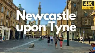 Newcastle upon tyne summer walk in the city center . 4K