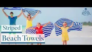 DAN RIVER 100% Rignspun Cotton Stripe Beach Towel Set &ndash; Quick-Dry, Ultra Soft, and Super Absorbent