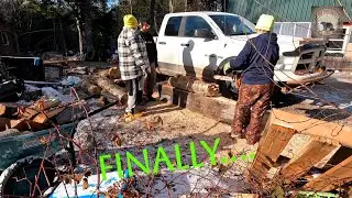 What could go wrong? Snow, Ice , and Water.Chainsaw. Off Grid Winter water storage