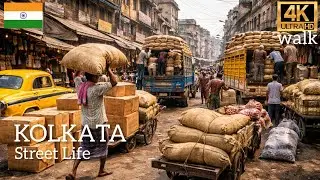 Where KOLKATA 🇮🇳 Wakes Up | Burrabazar Morning Trade [ 4K ] walk No Talking 