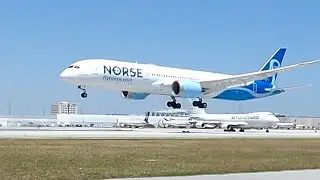 Incredible NORSE Boeing 787-9 Dreamliner Slow Motion Landing at Miami #MIA #Viral