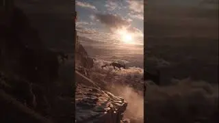 Harsh Landing of Mama and Baby goat after a giant leap above the clouds #short #babygoats