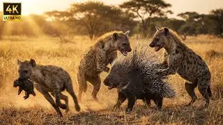Porcupine vs A Hyena Group A Deadly Attack in the African Savanna