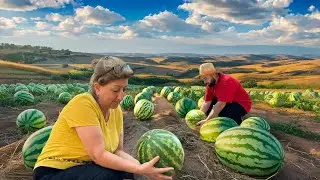 Incredible Watermelon Juice and Jam Preserving Technique! Natural Flavors Over a Wood Fire🍉
