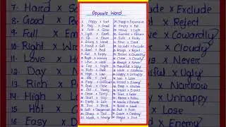 50 Opposite Words in English l Opposite Words english l Vilom Sabda in English