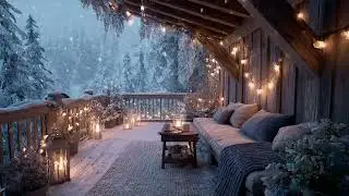 Peaceful Winter Piano ASMR with Snowfall and Fireplace Ambience from a Cozy Balcony