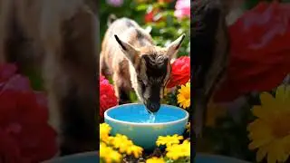 🐐 &ldquo;جدي صغير يشرب الماء وسط الزهور