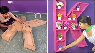 Big Letter Shelf Using Cardboard | Zero Budget Room Decor 