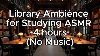 Library Ambience for Studying ASMR, Low Hum & Library Sounds - 4 hours (No Music)