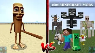 Tung Tung Tung Sahur (Cursed Italian Brainrot Bosses) vs Minecraft Mobs x100 - Minecraft Mob Battle