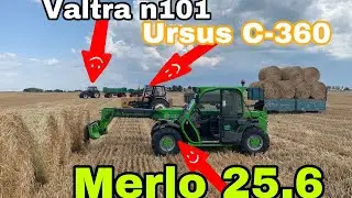 #247- Załadunek i zwożenie słomy! Ursus c360 + Valtra N101 + Merlo 25.6