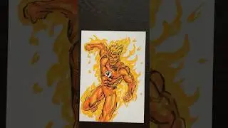 Flame On !!! Drawing Human torch #love #art #youtubeshorts #drawing