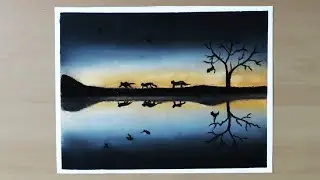 Easy Oil Pastel Drawing Techniques for Beginners - Monkeys Reflection in Water