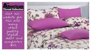 AmericanThreadCollection.com GORGEOUS PURPLE AND WHITE FLORAL PRINT 6 PIECE SHEET SET