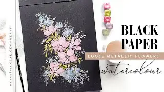 Painting Flowers on Stonehenge Black Aqua Paper - Hello Clarice Tutorials