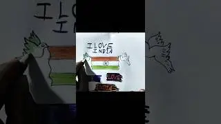 I Love India Drawing | Indian Flag with Peace Birds Art | Patriotic Sketch