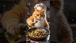 🍳🐱 Chef Cat Makes Stir Fry! 🥢🔥 | Funny AI Cooking Video