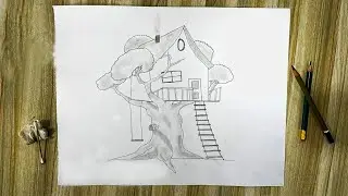 This tree house drawing is so realistic you'll feel like you're in the tree!