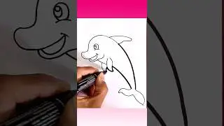 🐬Easy Dolphin Drawing🐬#shorts #art #drawing #cartoon #cutedrawing &hearts;️🐬🐠🐟🐋