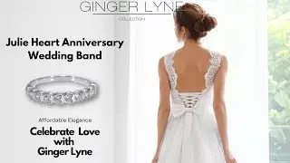 Sterling Silver Wedding Band for Women CZ Heart Anniversary Ring by Ginger Lyne Collection