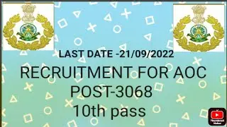 Post for the ARMY ORDNANCE CORPS //POST -3068/10TH PASS