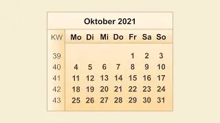 Kalender Oktober 2021