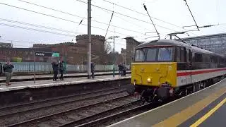 The LSL Class 86 INTERCITY No.86101 with &ldquo;THE AYR EXTENSION&rdquo; departing at Carlisle Citadel Station.