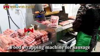 Food Tray Wrapping Machine with Stretch Film/Sausage Packing Machine/empaquetadora de frutas