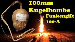 100mm Kugelbombe Funkengift 100-A Brocadekrone mit grünem Blinkzentrum Silvester 2025/2026 4K