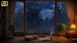 Rain & Thunder in a Cozy Forest Cabin 🌧️⚡ | Deep Sleep ASMR | 2 Hours | 4K