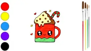 How To Draw A Cute Christmas Hot Chocolate Drink|Chocolate Drink Drawing Easy Step By Step For Kids