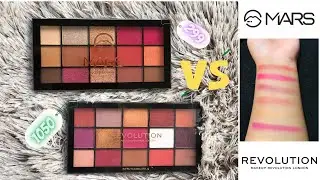 MARS Fantasy 15 eyeshadow palette comparison with Makeup revolution Reloaded Red alert@Nykaa