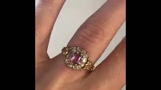 Bague ancienne marguerite saphir rose et diamants