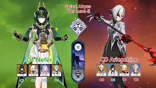 C1 Nefer ( no dmg ) & C0 R1 Arlecchino || Spiral Abyss V. Luna II second half 