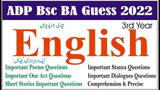 ADP BA BSc 3rd year English Past Papers Guess Papers 2022 | Learn With Nidi #punjabuniversity #uos